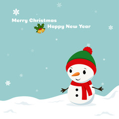 Cheerful snowman in a hat