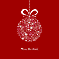 Merry Christmas card with with snowflakes in the form of a Christmas ball, vector illustration