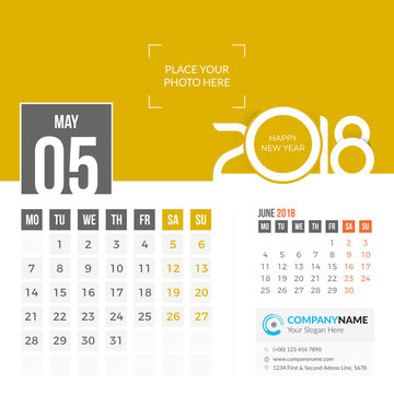 May 2018. Desk Calendar 2018