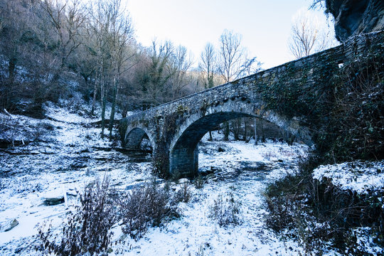 Frozen stone bridge