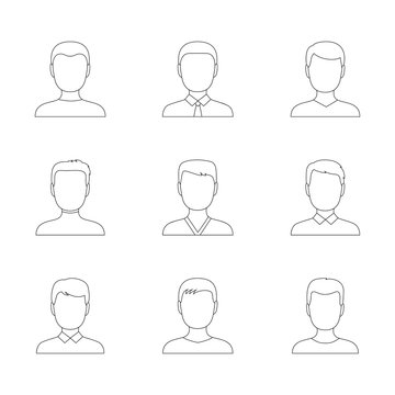 Set of outline icons of men, vector illustration