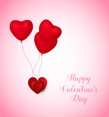 Fototapeta na wymiar Happy Valentine's Day. Love valentine's background with hearts. Valentines day with red heart shape balloon flying and hearts decorations. Valentine's day abstract background. 