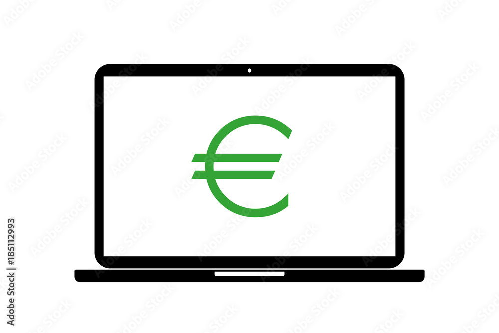 Wall mural laptop - euro - währung