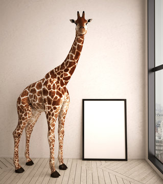 Giraffe mit Bilderrahmen