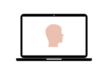 Laptop - Kopf im Profil