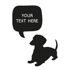 Cute Dog Silhouette With Speech Bubble. Beautiful vector design.