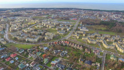 Palanga city view from above in winter