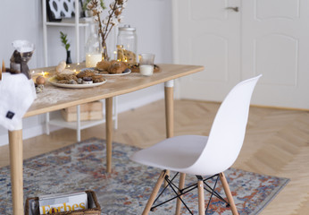 Scandinavian style hipster interior, cozy loft room