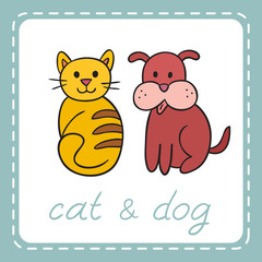 Pets animals dog and cat (puppy and kitten). It can be used as - logo, pictogram, icon, infographic element.