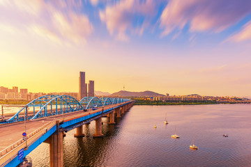 Aerial view of Seoul City Skyline,South Korea