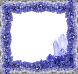 blue sapphire druse frame with large crysrals