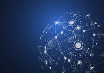 Abstract connecting dots and lines. Connection science background. Vector illustration