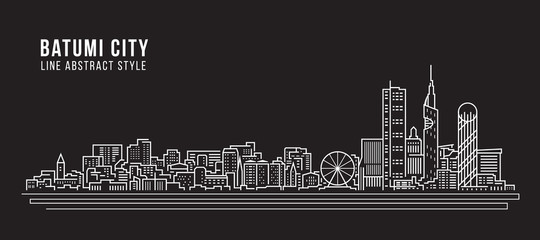 Fototapeta premium Cityscape Budynek Grafika liniowa Projekt ilustracji wektorowych - miasto Batumi