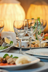 delicious dishes on the table in the restaurant
