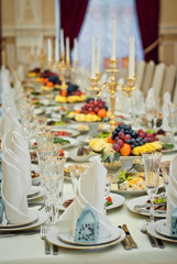 delicious dishes on the table in the restaurant