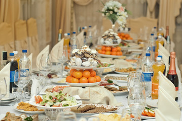 delicious dishes on the table in the restaurant