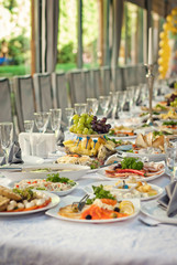 delicious dishes on the table in the restaurant