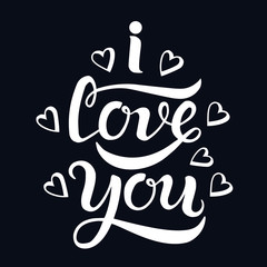  Hand drawn I love you typography  lettering poster. Vector illustration for greeting cards, Valentines Day, Mothers Day cards.