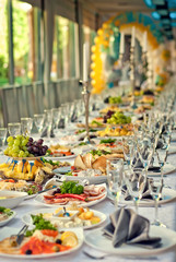 delicious dishes on the table in the restaurant