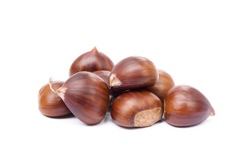 Chestnuts isolated on white background