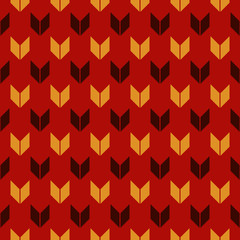 Seamless pattern in Christmas traditional colors with arrows motif. Repeated mini brackets. Simple print with pointers