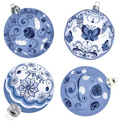 Blue Floral Christmas Ball