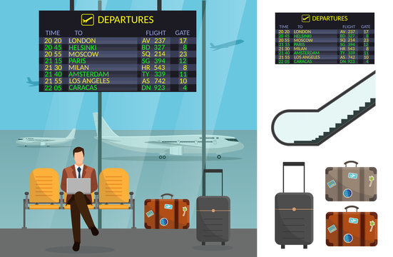 Airport and transportation airplane infographics objects