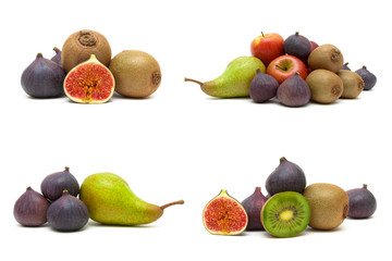 figs and other fruits on a white background
