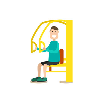 Training Outside People Vector Flat Illustration