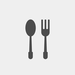 Spoon and fork flat vector icon