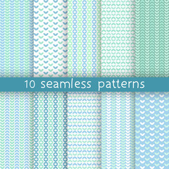 10 vector seamless patterns. Endless texture for wallpaper, fill,  web page background, surface texture.