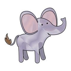 elephant cartoon in colored crayon silhouette with black contour
