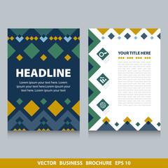 Vector flyers brochure with rhombs and icons.