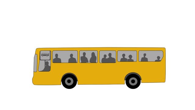 Bus stop, animation with people and bus