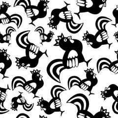 Obraz premium Seamless pattern with roosters. Can be used for textile, website background, book cover, packaging.