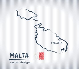 Malta national vector drawing map on white background