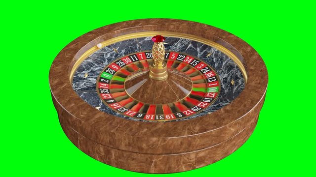 American roulette wheel for casino on a green background