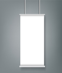 One Blank Roll up banner stand mockup cover template. Isolated