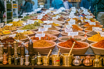 Spices at the market in the old city Jerusalem, Israel.