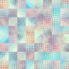Seamless background. Geometric abstract pattern in low poly pixel art style. Polka dot pattern on low poly background.