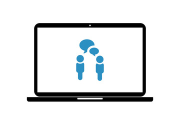 Laptop - Menschen reden - Kommunikation