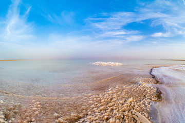 Salty coast of the Dead Sea, Israel.