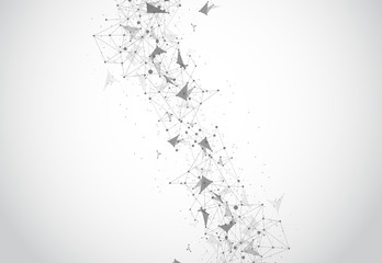 Abstract Polygonal Space Background with Connecting Dots and Lines