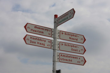 Direction signs in Amsterdam the NETHERLANDS 
