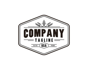 Hexagon Grain and Corn Company Logo Vintage