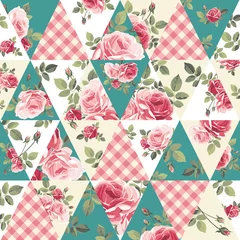 Papier peint Roses Motif patchwork avec des roses. Illustration vectorielle