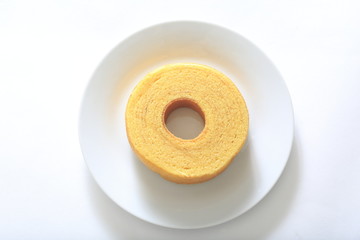 Baumkuchen riding on a white dish