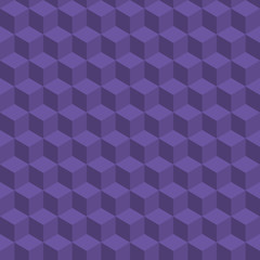 Seamless geometric cubes pattern. Ultra violet, very peri color
