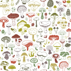 Vector seamless pattern with mushrooms. Seamless pattern can be used for wallpaper,  pattern fills, web page background,  surface textures.