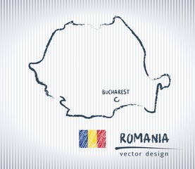 Romania national vector drawing map on white background